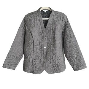 CHARTER CLUB 100% Silk Quilted Jacket Topper Blazer Lightweight Fall Neutral 16W
